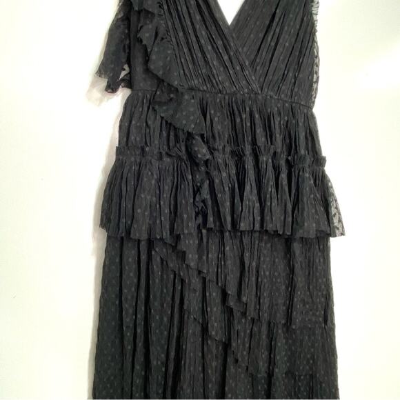 Joie Johnesha Black Swiss Dot Lace V Neck Sleeveless Dress 0 - Picture 6 of 12